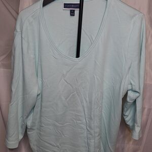 Karen Scott Women's Soft Blue Long Sleeve Top